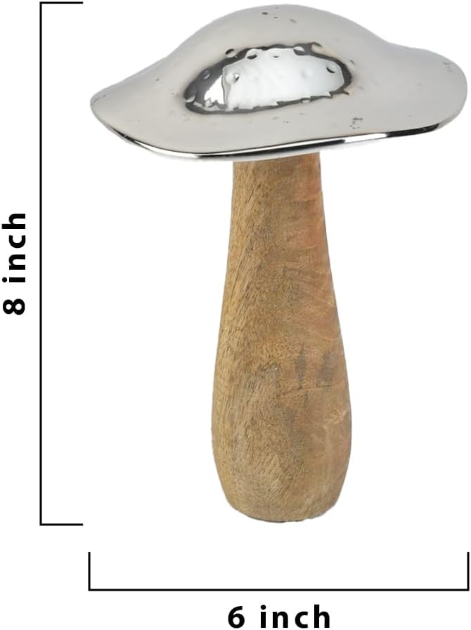 Decorative Mushroom Accent Figurine | Modern Minimalist Home Décor Sculpture for Living Room, Bedroom, Shelf Styling & Table Centerpiece
