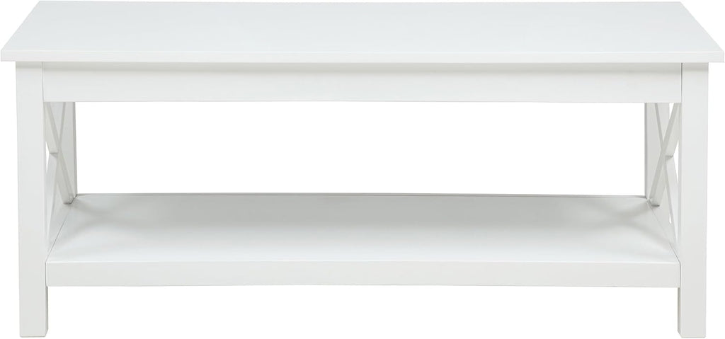 Modern Rectangular Coffee Table | Minimalist Cross-Frame Living Room Center Table for Home, Apartment & Office Décor