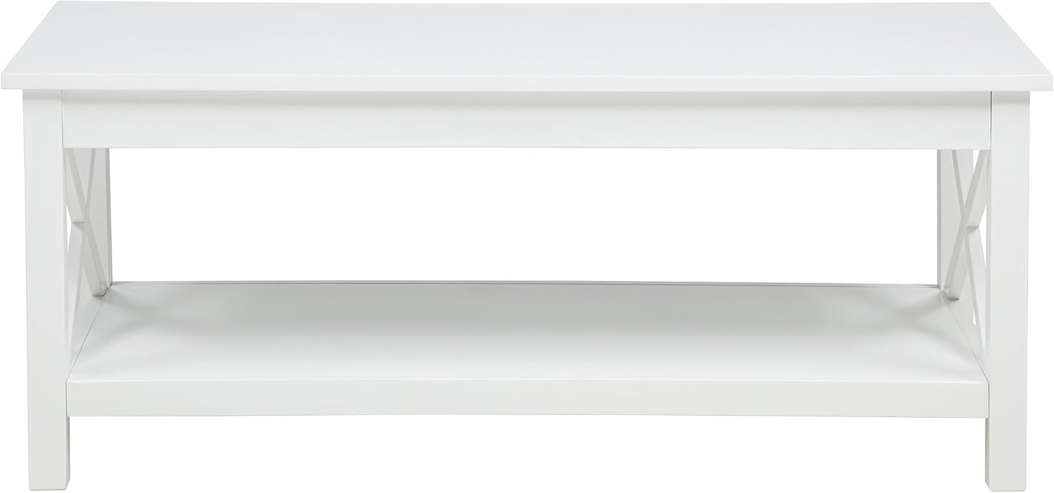 Modern Rectangular Coffee Table | Minimalist Cross-Frame Living Room Center Table for Home, Apartment & Office Décor