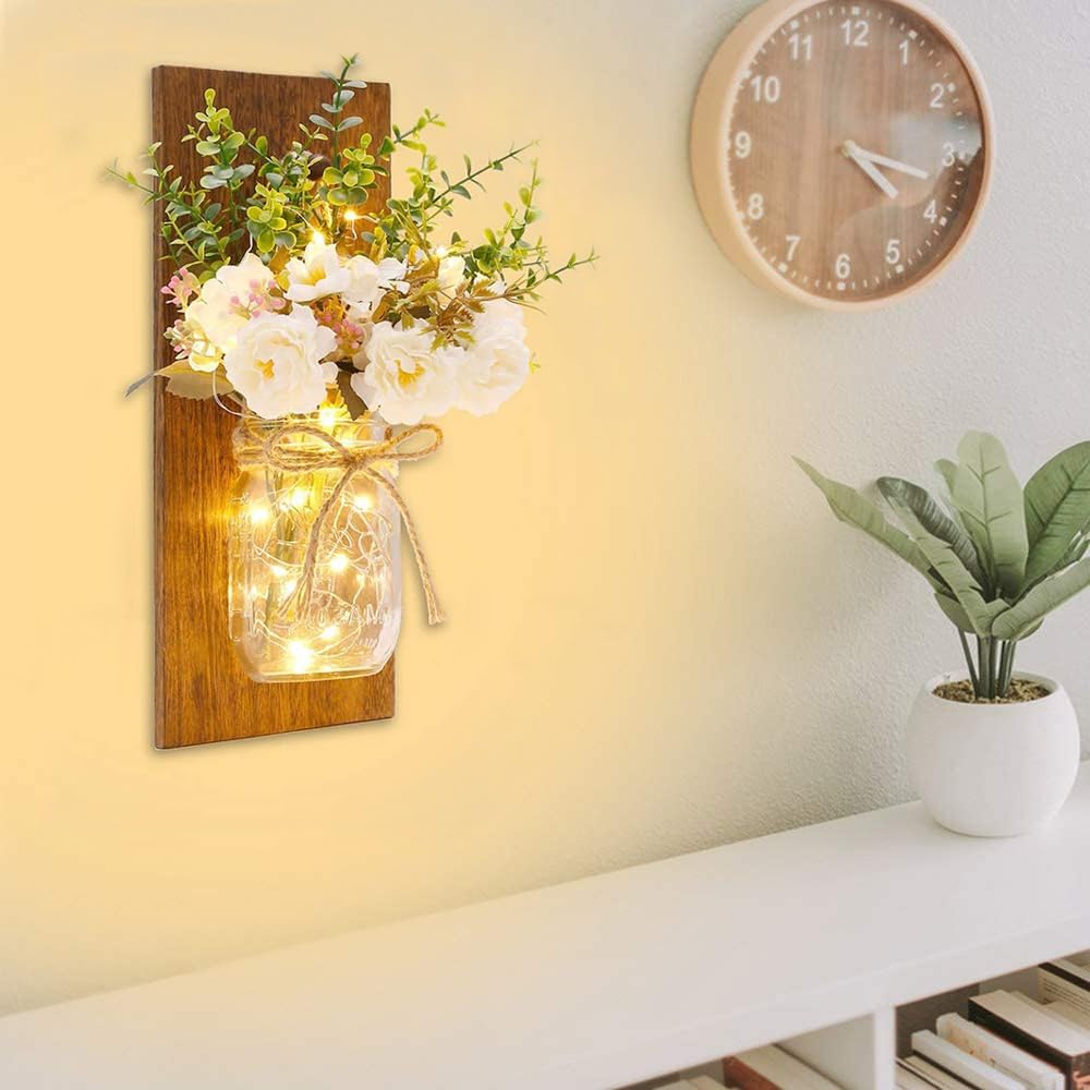 Handmade Farmhouse Wall Sconce Hanging Lantern Decor | Rustic Vintage Style Wall Lamp Holder for Living Room, Bedroom & Home Décor Accent Lighting