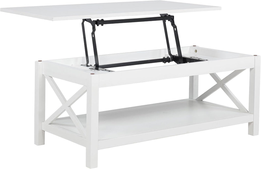 Modern Rectangular Coffee Table | Minimalist Cross-Frame Living Room Center Table for Home, Apartment & Office Décor