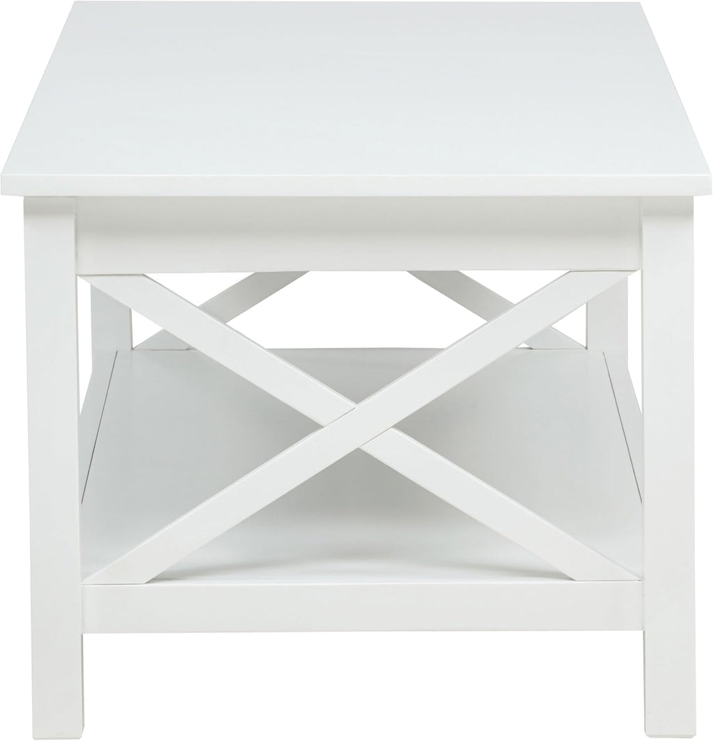 Modern Rectangular Coffee Table | Minimalist Cross-Frame Living Room Center Table for Home, Apartment & Office Décor
