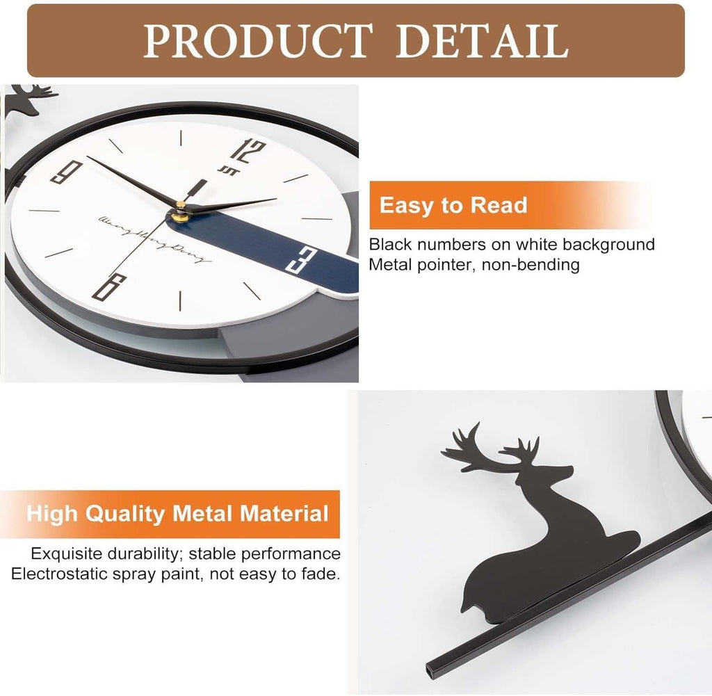 Modern Decorative Wall Clock | Silent Non-Ticking Creative Minimalist Numeral Clock for Living Room, Bedroom, Kitchen & Home Décor