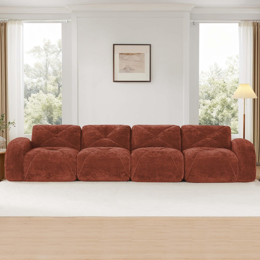 Modern Velvet Boneless Sofa | Soft Lazy Lounge Couch for Living Room, Bedroom, Apartment & Relaxing Home Space