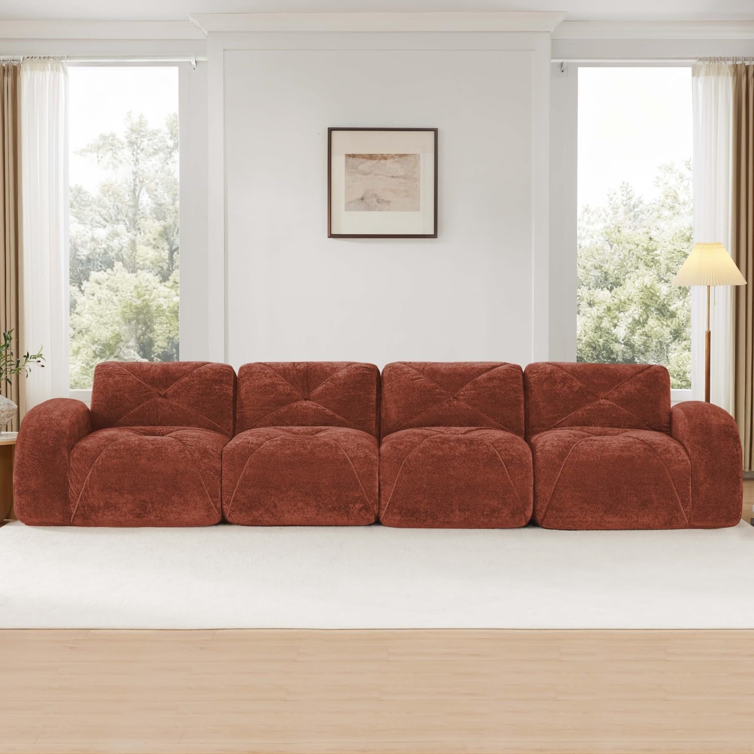 Modern Velvet Boneless Sofa | Soft Lazy Lounge Couch for Living Room, Bedroom, Apartment & Relaxing Home Space