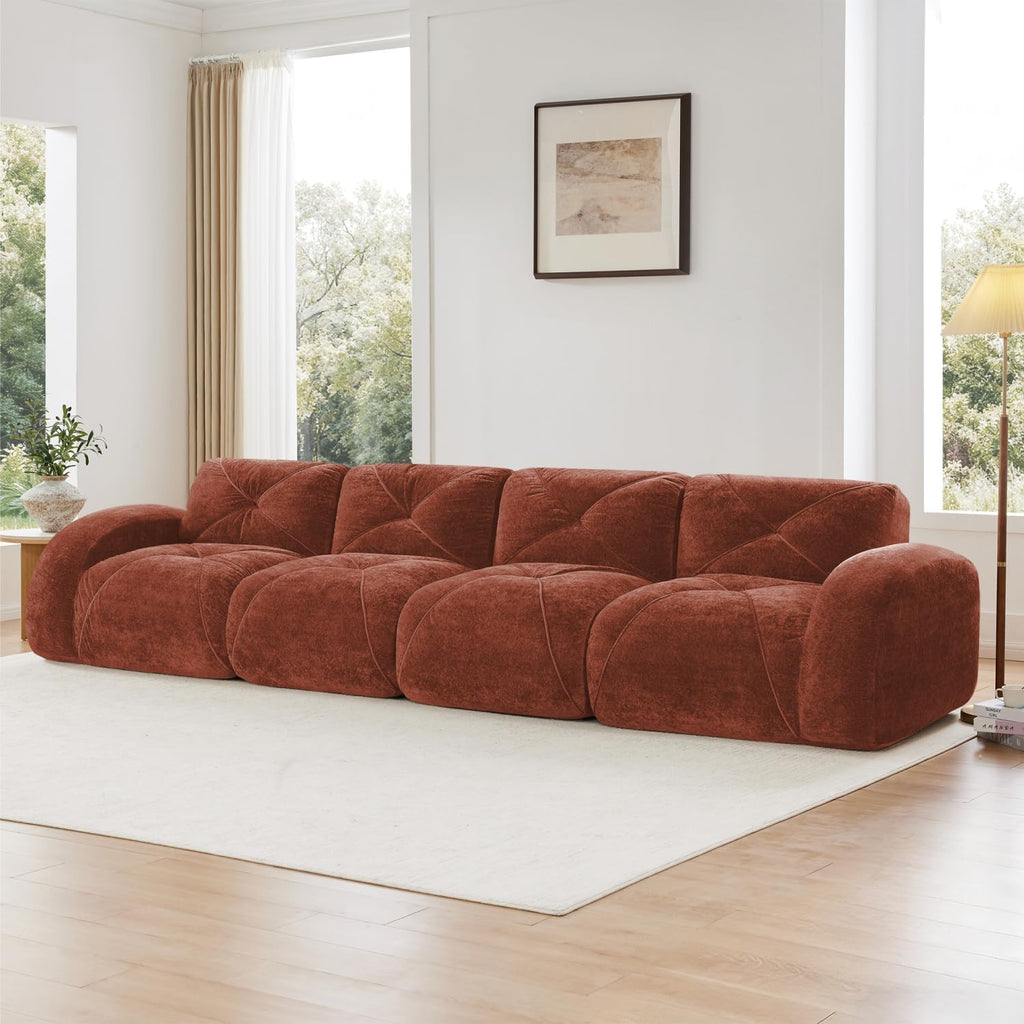 Modern Velvet Boneless Sofa | Soft Lazy Lounge Couch for Living Room, Bedroom, Apartment & Relaxing Home Space