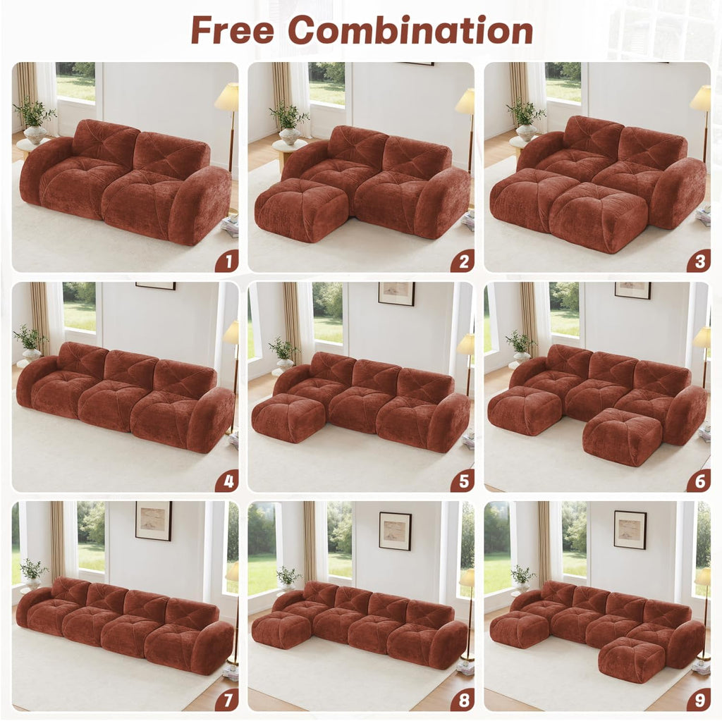 Modern Velvet Boneless Sofa | Soft Lazy Lounge Couch for Living Room, Bedroom, Apartment & Relaxing Home Space