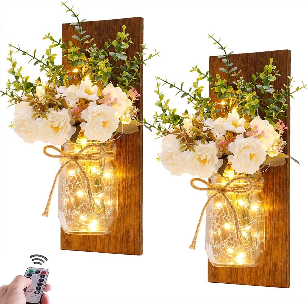 Handmade Farmhouse Wall Sconce Hanging Lantern Decor | Rustic Vintage Style Wall Lamp Holder for Living Room, Bedroom & Home Décor Accent Lighting